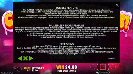 Sweet Rush Bonanza Tumble Feature e Moltiplicatori regole