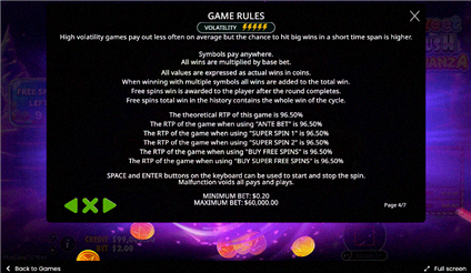 Sweet Rush Bonanza statistiche RTP volatilità puntate