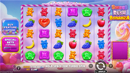 Sweet Rush Bonanza gameplay principale griglia candy